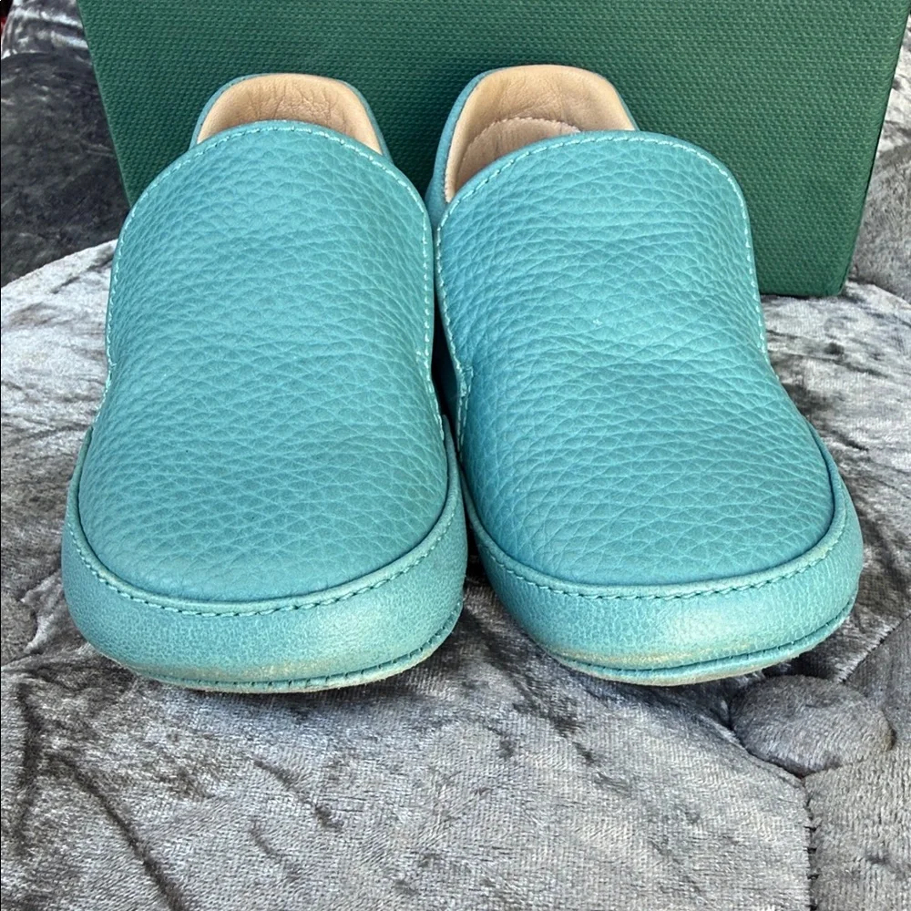 Buscemi Kids Teal Leather Slip-On Moccasins
